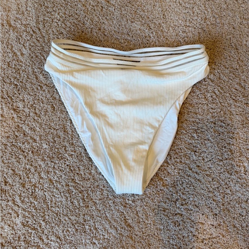 Isabella Rose White Ribbed Bikini Bottom-tagged